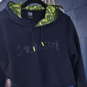 Zumba Crop Hooded Open Back Top Size Small